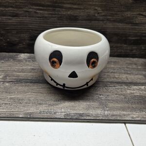 Vintage Hallmark Halloween Tea Light Candle Holder Candy Dish Skull‎